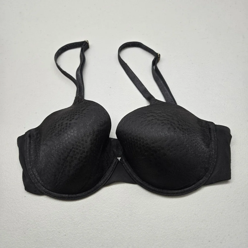 Natori Women Bra‎ 32D Black Snake T Shirt Underwired Convertible Lightly Line